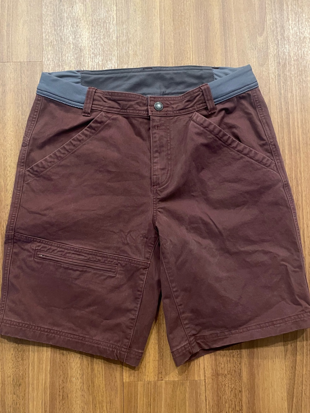 Marmot Men's Flat Front Shorts in Deep Burgundy with Gray Waistband
